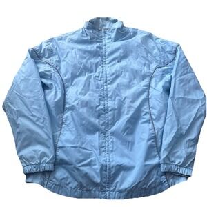 Vtg 90s Nike Women's Blue Pullover Windbreaker Zip Jacket L (12-14) Gray Tag